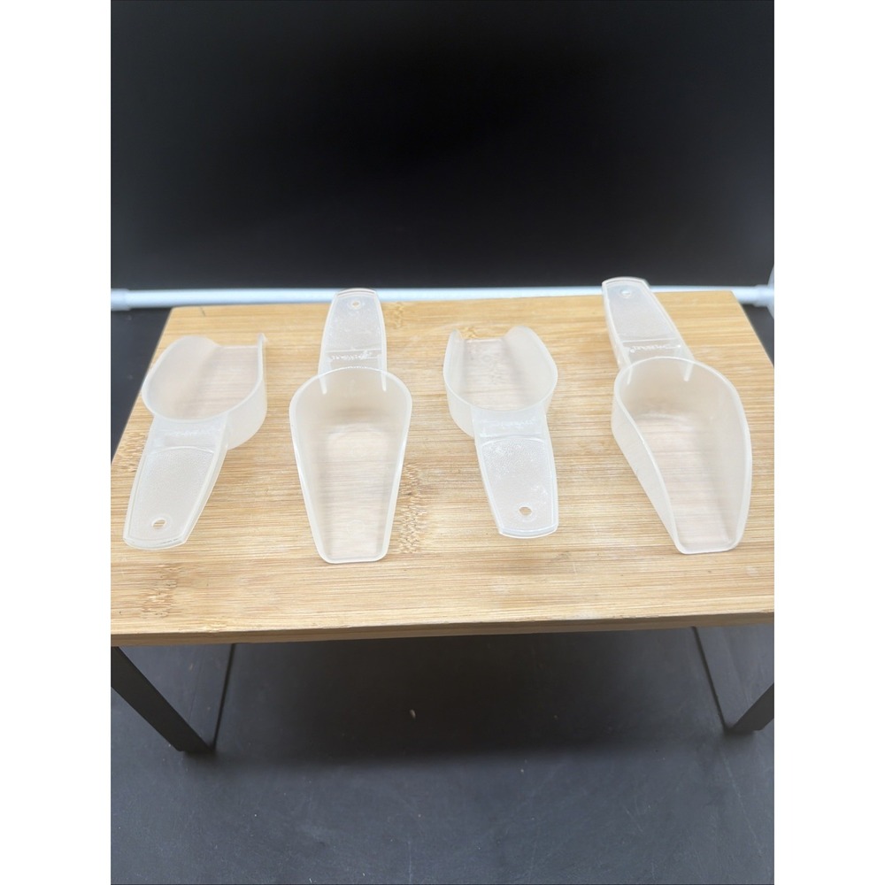 Tupperware Kitchen Tool Gadget Mini Classic Clear Canister Scoop Set of 4